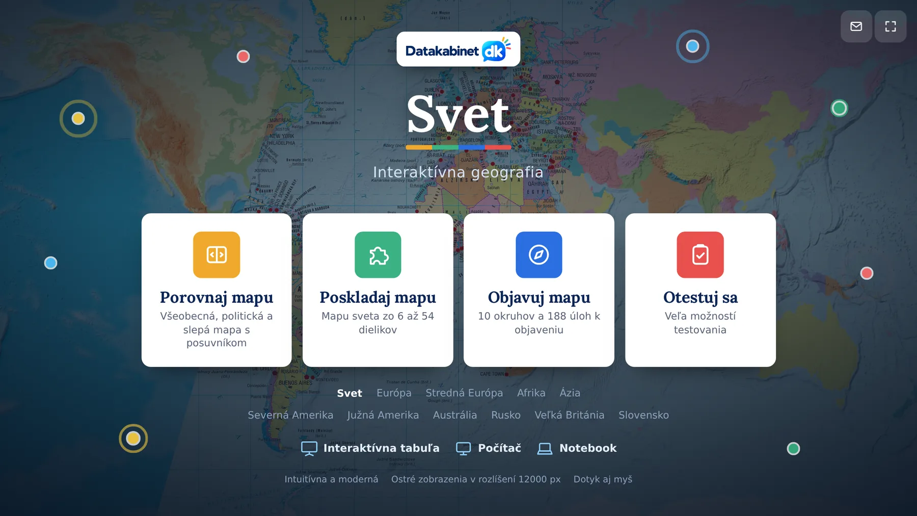 Ukážka aplikácie Interaktívna geografia