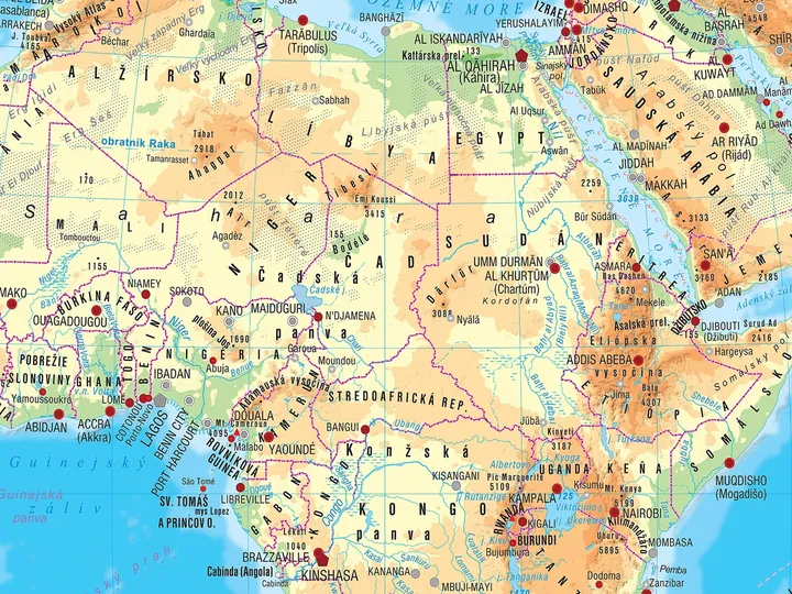 Afrika – všeobecná mapa